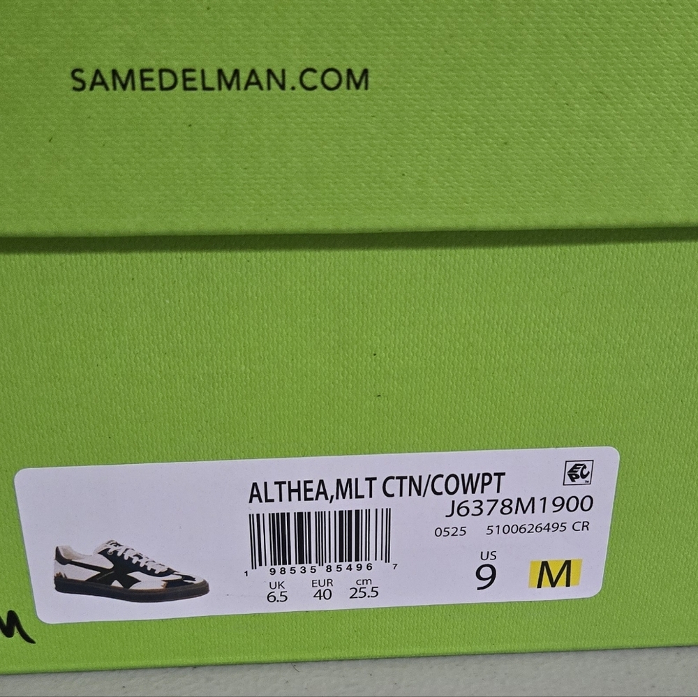 Sam Edelman Elthea Canvas Leather Cow Off White Black and Brown Sneakers Size 9 - Picture 13 of 13